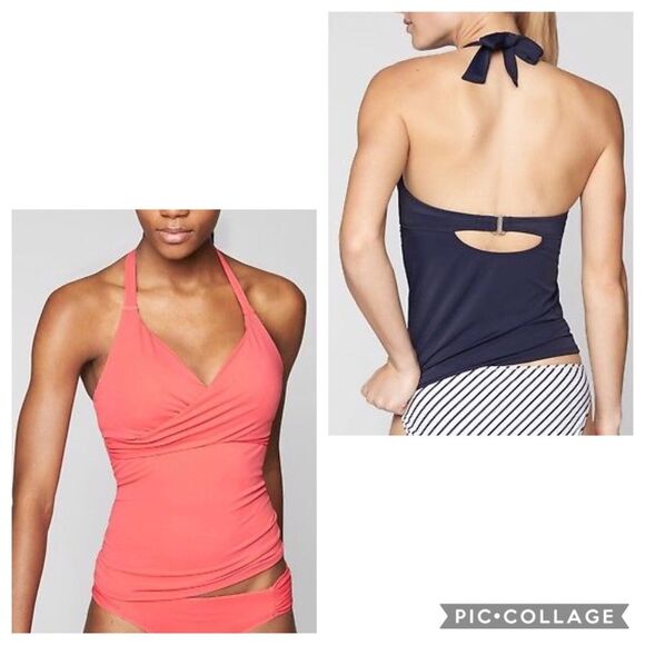 Athleta Coral Bra Cup Wrap Tankini Top 32B/C - Picture 1 of 8